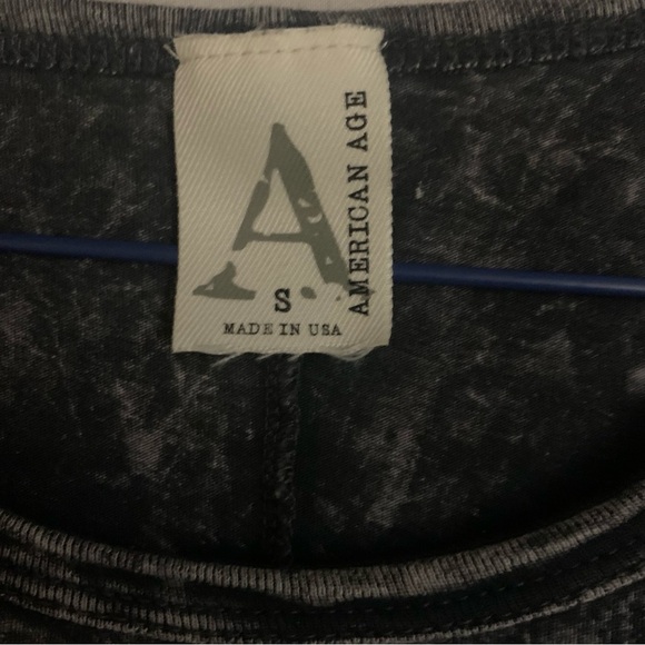 American Age Acid Wash Black & White Fringe Dress Size S Hippie Boho Y2K - Picture 3 of 6